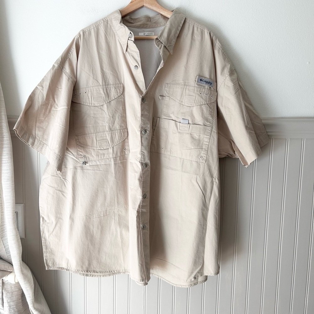 🎣 Fishing Columbia PFG 3X Light Tan Mesh-Lined Button Down Shirt
